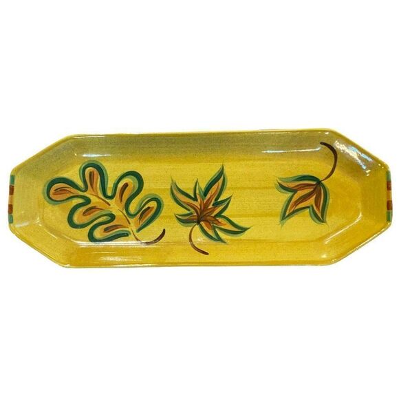 Gail Pittman Serving Platter Leaves Fall Autumn Vintage 2002‎ Signed 19.5” X 7” - Picture 1 of 2